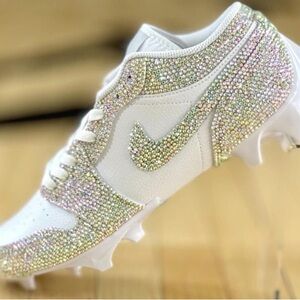 Men's White and Silver Embellished Athletic Shoes